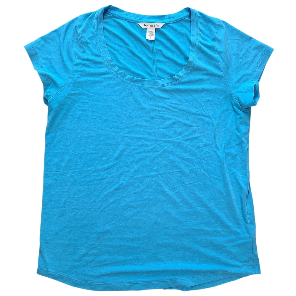 Athleta Short Sleeve Scoop Neck Tops Bundle S (Fits M) Mint Blue 2 Pack - Picture 2 of 10